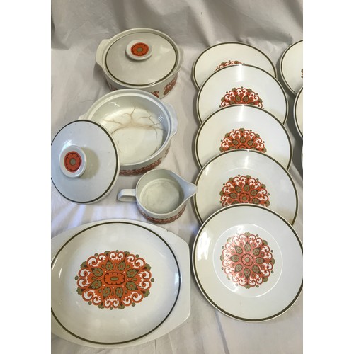 135 - J G Meakin mid century dinner ware and part cofffee set to include 2 x tureens, meat plate 30.5cms, ... 