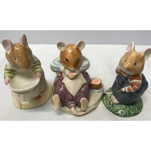 155 - Three Royal Doulton Brambly Hedge figurines to include: Mrs Toadflax DBH 11, Mr Toadflax DBH 46 and ... 