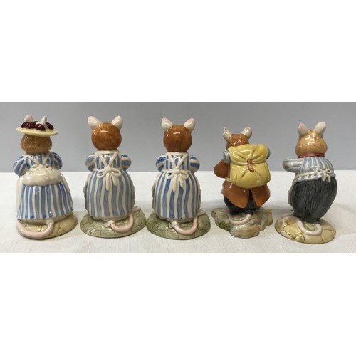 156 - Five Royal Doulton Brambly Hedge figures to include: Mrs Apple DBH 3, 2 x Mrs Apple DBH 47, Mr Apple... 