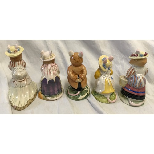 158 - Five Royal Doulton Brambly Hedge figures to include : Poppy Eyebright DBH 1, Old Mrs Eyebright DBH 9... 