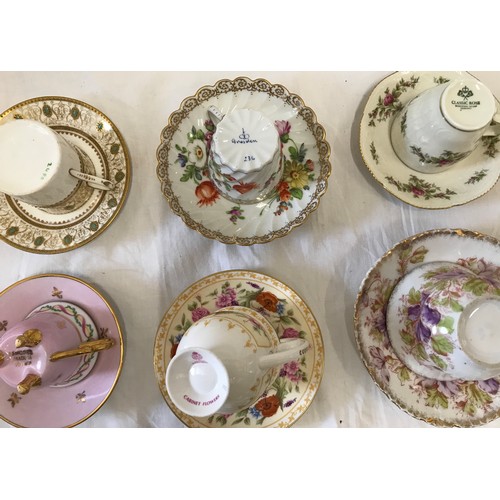 162 - A collection of 26 fine china cups and saucers to include, Royal Worcester, Wedgewood, Limoges, Dres... 