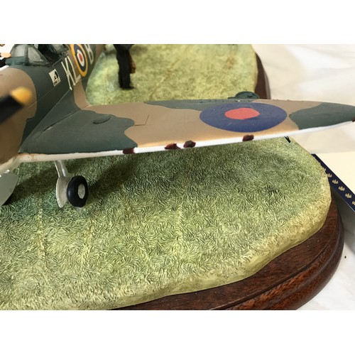 177 - Border Fine Arts, Scramble, WW2 Spitfire on wood base Ltd Edition 634 of 750, with certificate and b... 