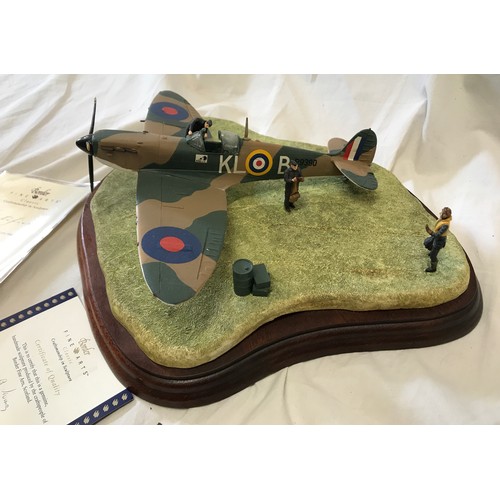 177 - Border Fine Arts, Scramble, WW2 Spitfire on wood base Ltd Edition 634 of 750, with certificate and b... 