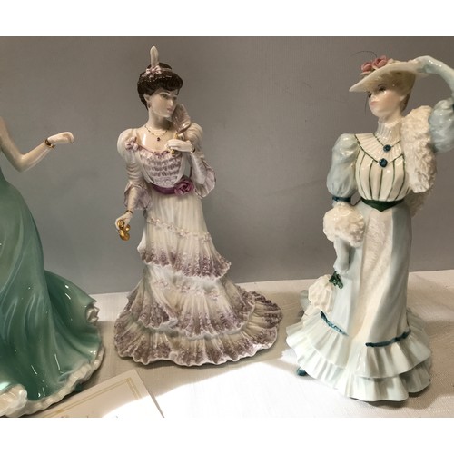 193 - Coalport group of three figurines, True Love CW547 Ltd Edition 4532 of 12500 23cms h, Eugenie First ... 