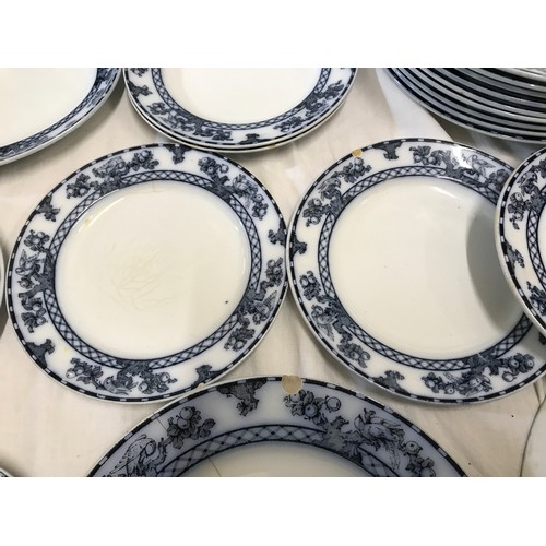 200 - Losol ware blue and white Beverley pattern dinner ware, meat plates 26cms, 41cms and 27cms w, 11 x d... 