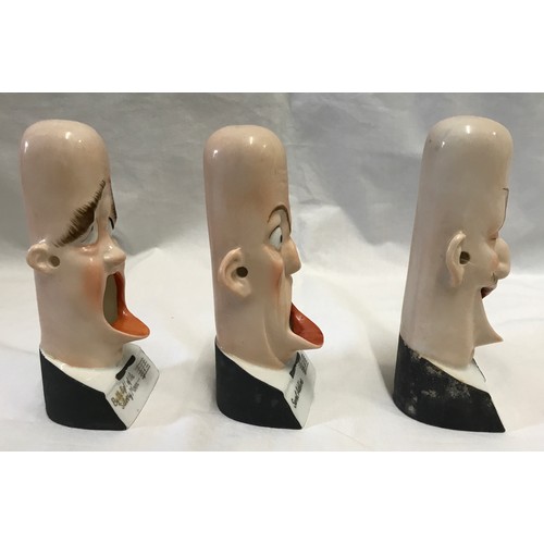 203 - Three novelty singing head ashtray to include 