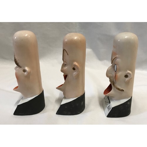 203 - Three novelty singing head ashtray to include 