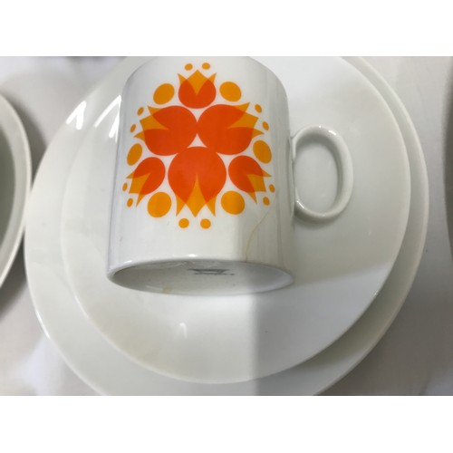 206 - Thomas Germany orange floral patterned tea and dinner wear to include 27 piece tea set, teapot, coff... 