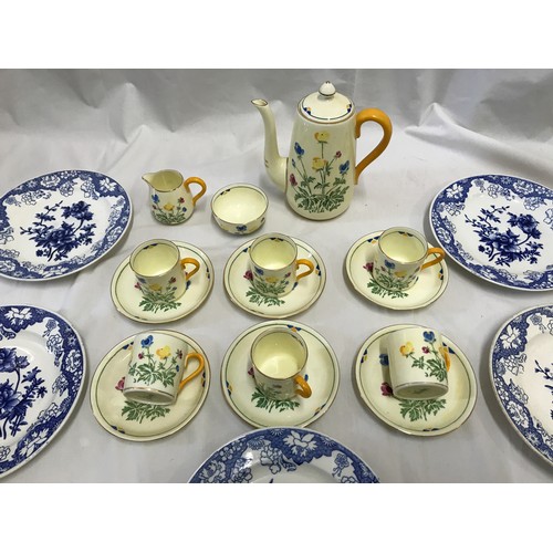 207 - Crown Staffordshire floral patterned part coffee set to include coffee pot 19cms h, milk jug and sug... 