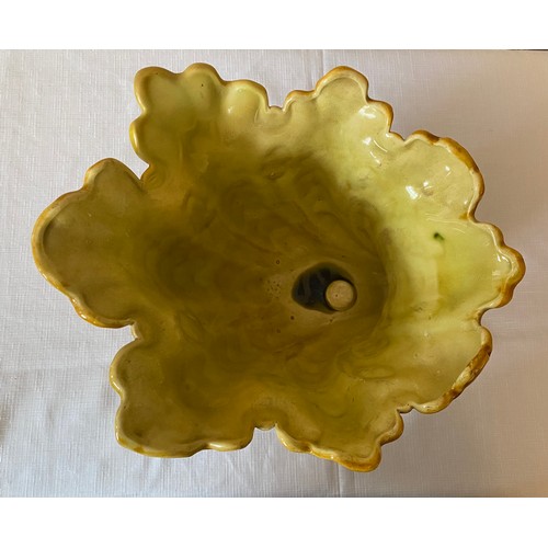 209 - A Leeds Art Pottery yellow cornucopia jardinière, impressed marks to base number RD205740  368.