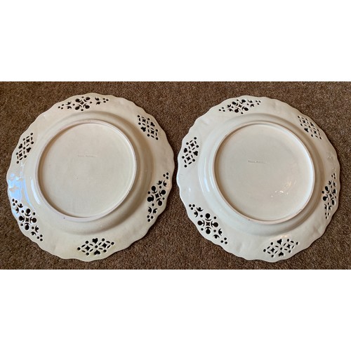 224 - Two Leeds Creamware pottery plates. 23.5cms d.