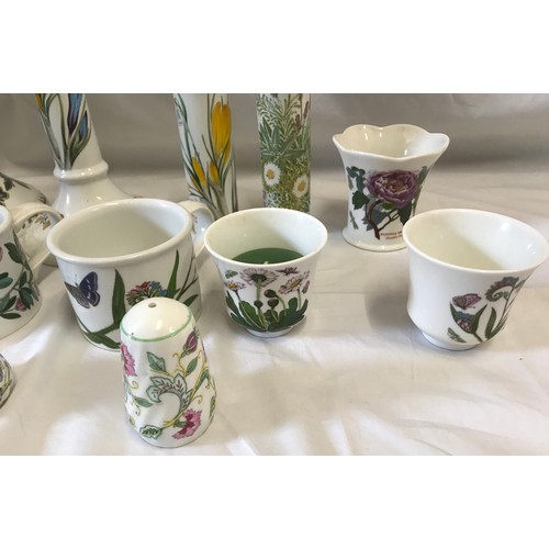 233 - Portmeirion Botanic Garden to include: candlesticks 23.5cms h, 3 mugs 8.5cms d, 2 tealight vases 6.5... 