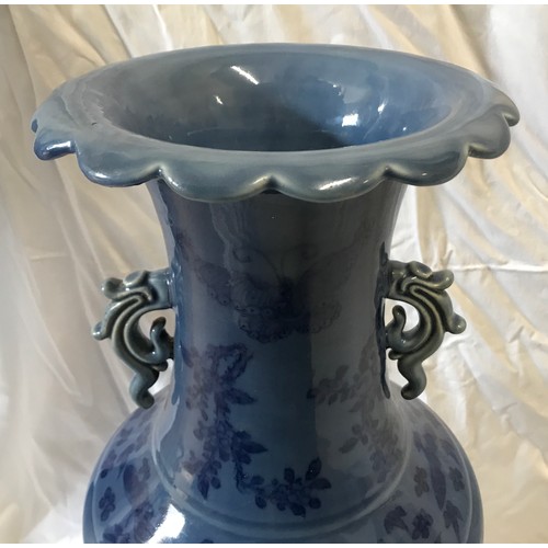 242 - A large 18th/19thC Chinese powder blue rouleau vase, 55cms h.