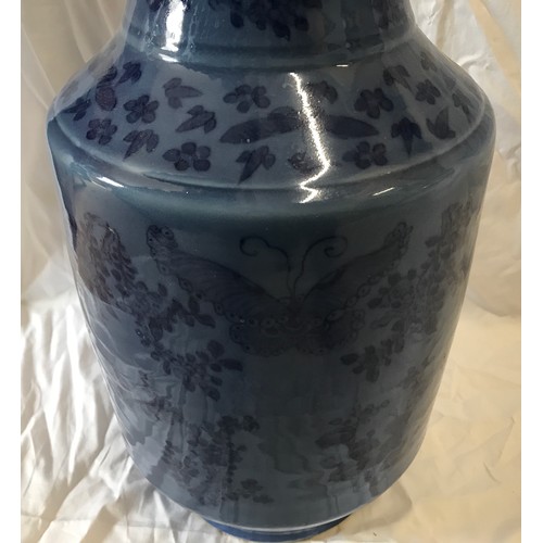 242 - A large 18th/19thC Chinese powder blue rouleau vase, 55cms h.