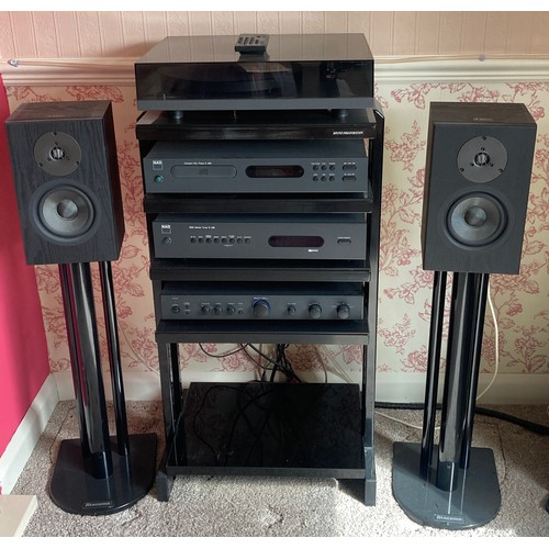 912 - A NAD sound system with Linn speakers mounted on Atacama stands. To include a CD player model C520 a... 