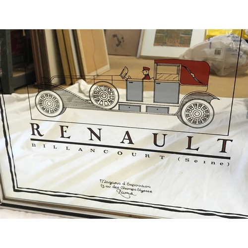 940 - A Renault advertising mirror with chauffeur driven car to front. Sticker to back Deco Decor made in ... 