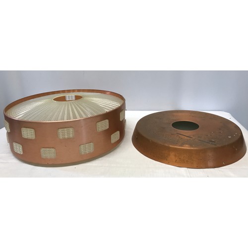 972 - A copper coloured retro ceiling light pendant c1960-70, maker unknown with texture clear plastic top... 