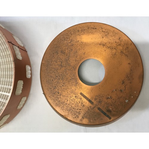 972 - A copper coloured retro ceiling light pendant c1960-70, maker unknown with texture clear plastic top... 