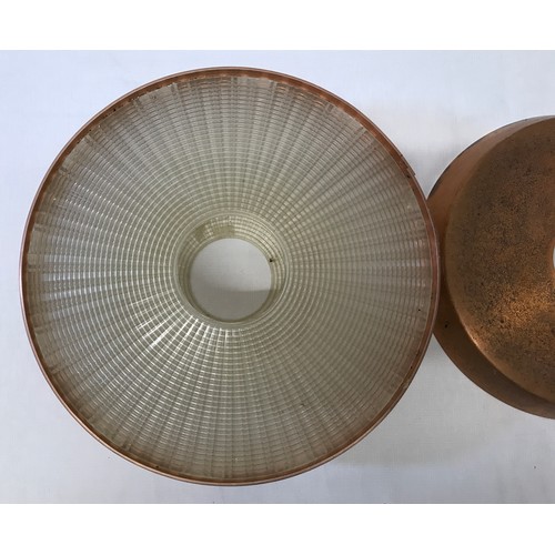 972 - A copper coloured retro ceiling light pendant c1960-70, maker unknown with texture clear plastic top... 