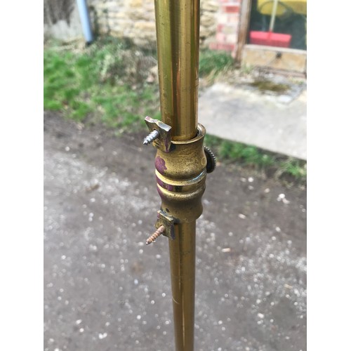 973 - Victorian rosewood and brass fireside pole screen with needlework framed panel and claw feet. 142cm ... 