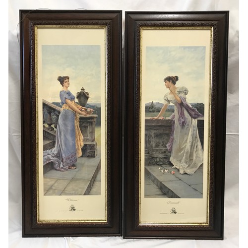 1254 - A pair of reproduction prints, Victorian Lady's Welcome and Farewell printed circa 2000 Rome, Italy.... 