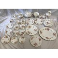 Royal Crown Derby bone china, Derby Posies tea/dinner ware and vases. 38 pieces: 4 jugs,6 cups,8 sau... 