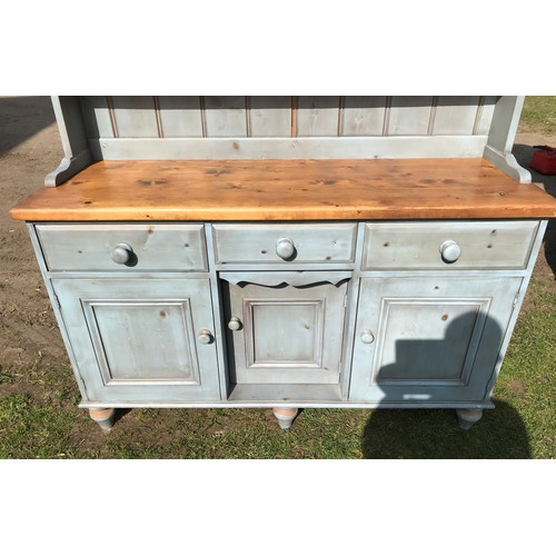 blue painted welsh dresser Vintage French Farmhouse Dresser, Blue Welsh Dresser, Antique Hand Pai –  Upcite main image 0