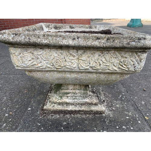 1528 - A reconstituted stone garden urn. 52 x 52cms, 43cms.