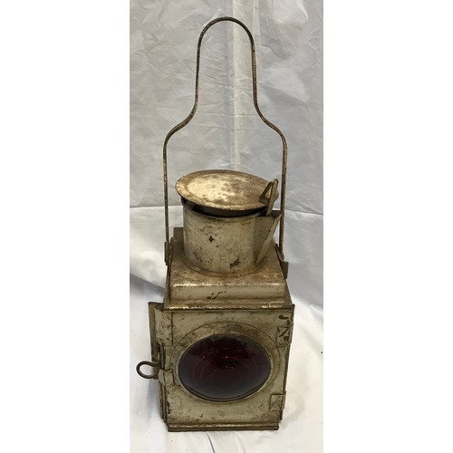 1536 - Railway lamp, white, stamped BR(W) British Rail, height including handle 53cms h.