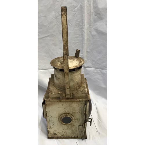 1536 - Railway lamp, white, stamped BR(W) British Rail, height including handle 53cms h.