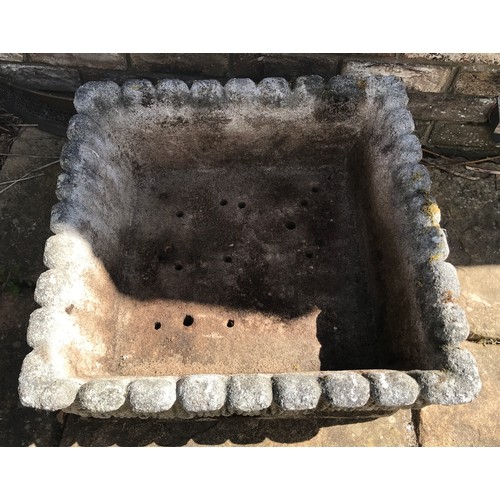 1538 - Concrete square garden planter 64cms w x 24cms h.