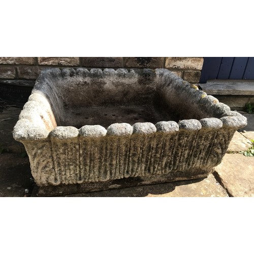 1538 - Concrete square garden planter 64cms w x 24cms h.