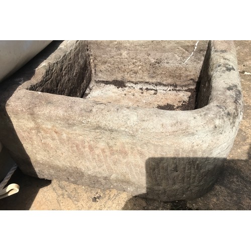 1540 - Craved limestone double bay planter 78cms w x 43cms l x 21cms h.