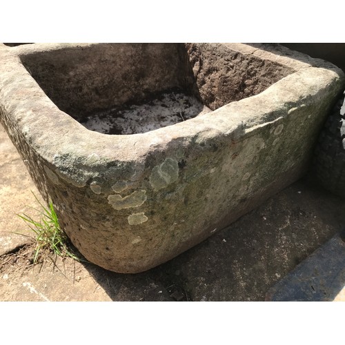 1540 - Craved limestone double bay planter 78cms w x 43cms l x 21cms h.