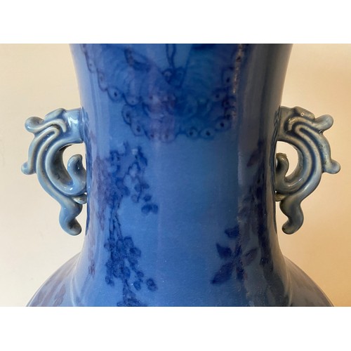 242 - A large 18th/19thC Chinese powder blue rouleau vase, 55cms h.