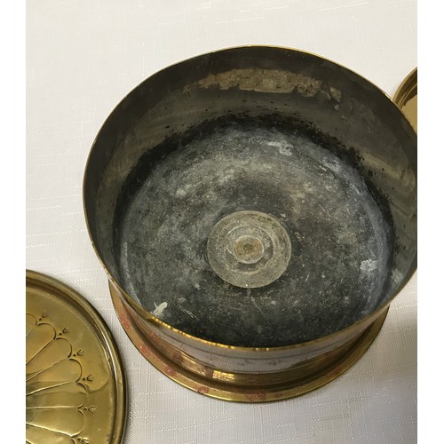 885 - Trench Art brass bombshell case tobacco jar 1916.