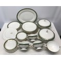 Green and gilt patterned dinner ware by Simpsons (Potters) Ltd comprising: 8 dinner plates 27cms d, ... 