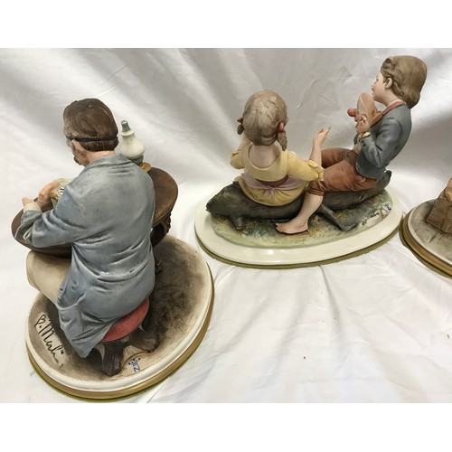 15 - A collection of Capodimonte figurines by B Meili, Street Seller Matches 24cms h, Street Seller Figs ... 