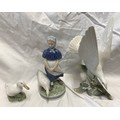 Two Royal Copenhagen figures, Girl in Clogs 24cms h and Goose 10cms together with a Lladro figurine ... 