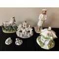 Ceramics to include 19thC Staffordshire zebra, two small dogs, 'The Umbrella House' by Coalport and ... 