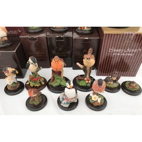 64 - A collection of twenty Country Artists Ltd British wild birds and animal figurines, ten with boxes a... 