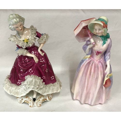 79 - A Royal Doulton figurine of Miss Demure HN1402 19cms together with an Adderley bone china figurine A... 