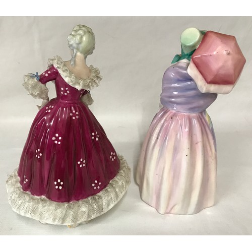 79 - A Royal Doulton figurine of Miss Demure HN1402 19cms together with an Adderley bone china figurine A... 