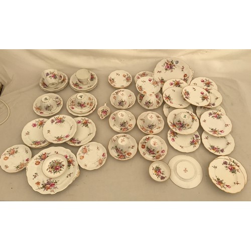 85 - A Royal Crown Derby 34 piece part tea service, Derby Posies comprising: 6 cups 7cms h, 10 saucers, 1... 