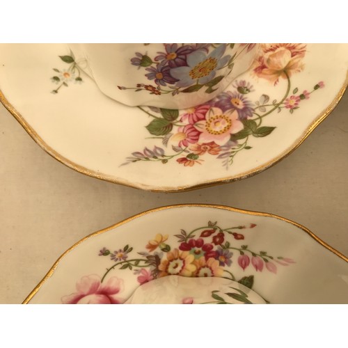 85 - A Royal Crown Derby 34 piece part tea service, Derby Posies comprising: 6 cups 7cms h, 10 saucers, 1... 