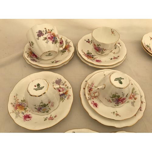 85 - A Royal Crown Derby 34 piece part tea service, Derby Posies comprising: 6 cups 7cms h, 10 saucers, 1... 