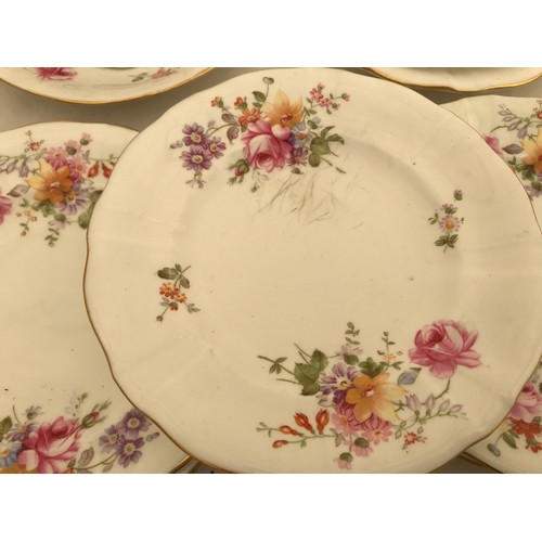 85 - A Royal Crown Derby 34 piece part tea service, Derby Posies comprising: 6 cups 7cms h, 10 saucers, 1... 