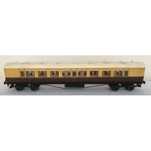 686 - A scratch built wooden model 0 gauge Corridor Coach GWR First 617, approx. 48cms l.