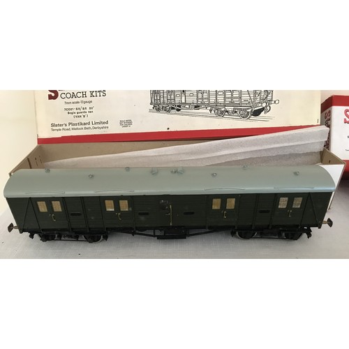 687 - Two Slater 0 gauge boxed scale model kits, SR/BR Bogie Guards Van and 4 wheeled Guards Van together ... 