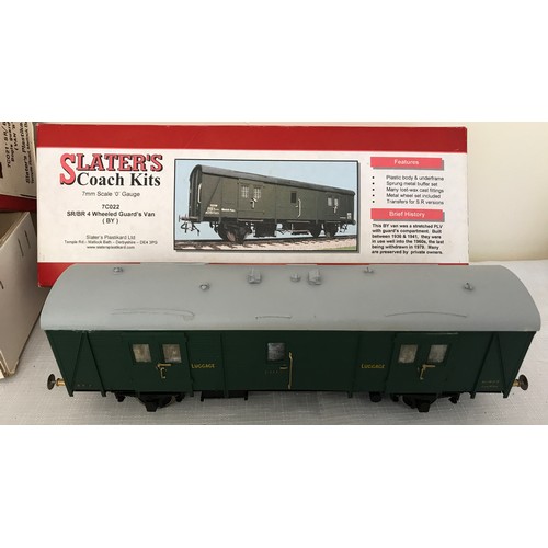 687 - Two Slater 0 gauge boxed scale model kits, SR/BR Bogie Guards Van and 4 wheeled Guards Van together ... 